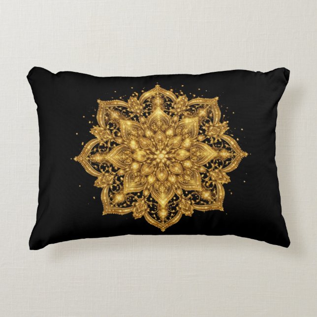 Gold Mandala Pillow Luxury Decorative Throw  Dekokissen (Vorderseite)
