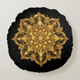 Gold Mandala Pillow Luxury Decorative Throw Rundes Kissen
