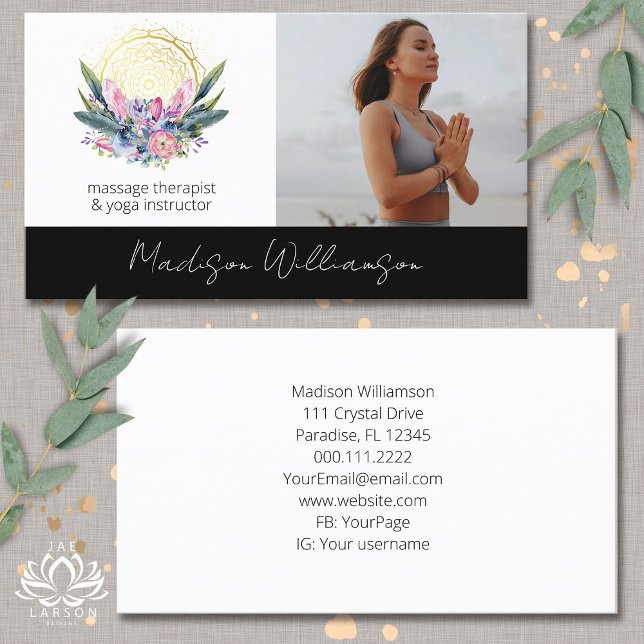 Gold Mandala Pink Crystals Psychisches Spirituelle Visitenkarte (Von Creator hochgeladen)