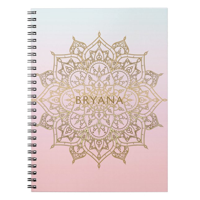Gold Mandala Pink Peach Chic Glamour Modernes Glam Notizblock (Vorderseite)