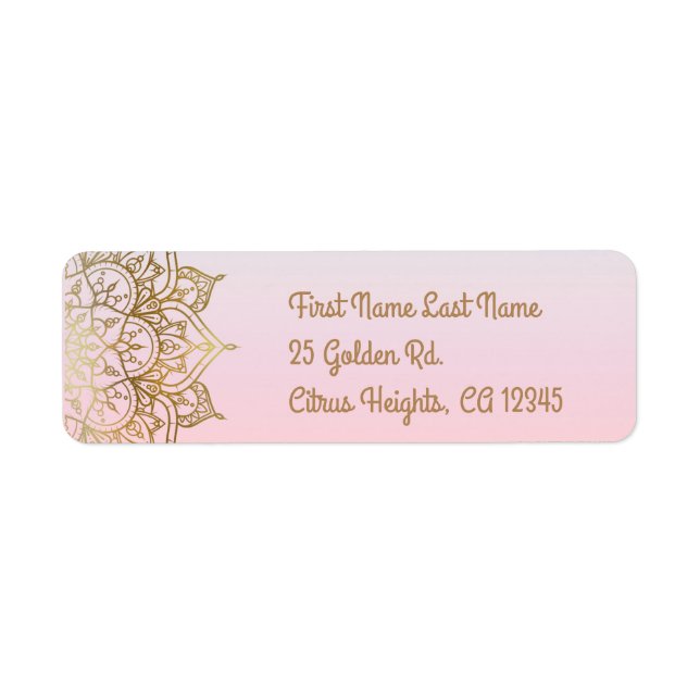 Gold Mandala Pink Peach Glam Moderne Hochzeit (Vorne)