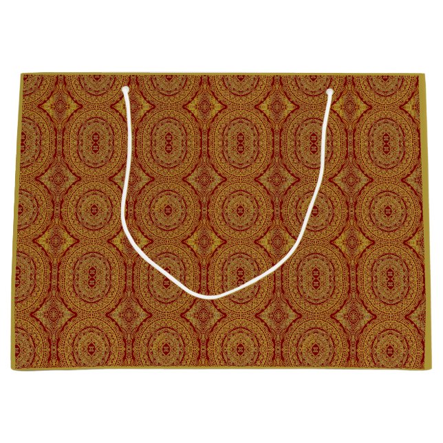 Gold Mandala Print on Red Gift Bag Große Geschenktüte (Vorderseite)