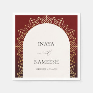 Gold Mandala Red Indian Wedding Serviette