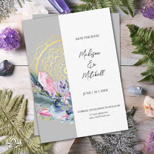 Gold Mandala Rosa Kristall Boho Handfasting Hochze Save The Date