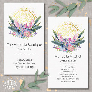 Gold Mandala Rosa Kristalle Psychischer Wellness-C Visitenkarte