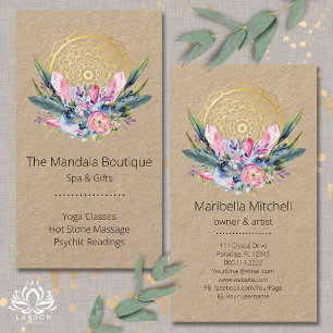 Gold Mandala Rosa Kristalle Psychisches Spa Spirit Visitenkarte
