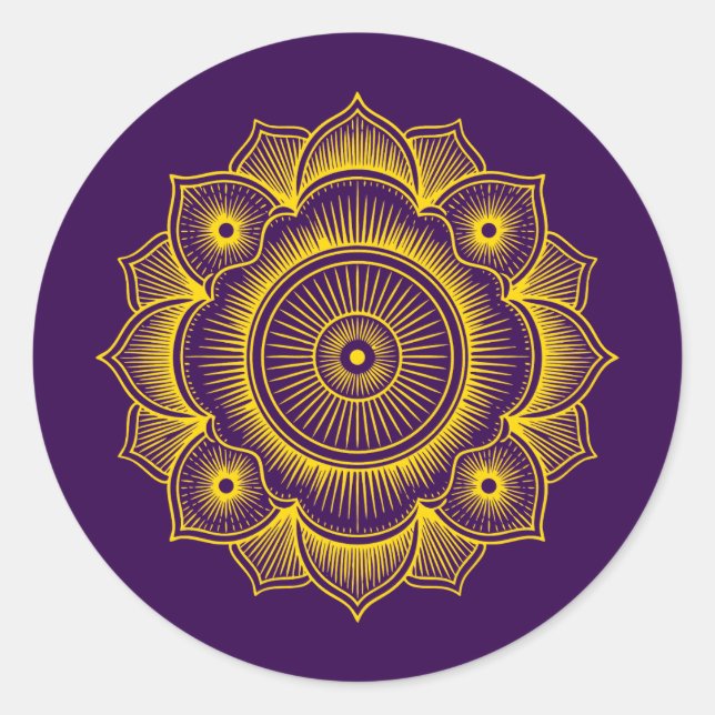 Gold Mandala Symbol Runder Aufkleber (Vorderseite)