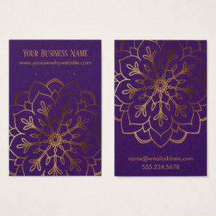 Gold-Mandala- und Lila-Ohrring-Karten