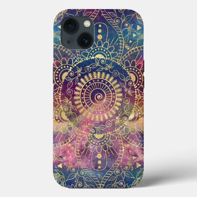 Gold Mandala Watercolor Farbennebel Case-Mate iPhone Hülle (Rückseite)