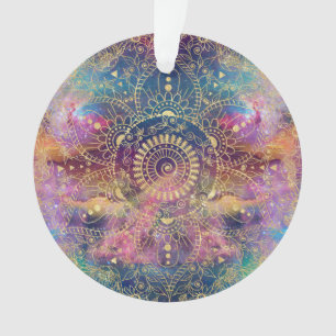 Gold Mandala Watercolor Farbennebel Ornament