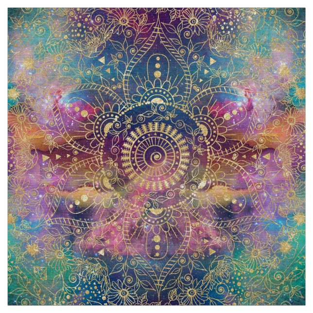 Gold Mandala Watercolor Farbennebel Stoff (Muster)