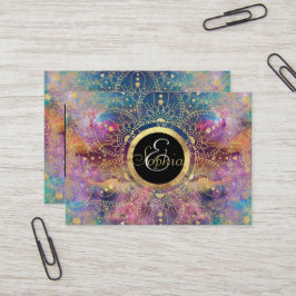 Gold Mandala Watercolor Farbennebel Visitenkarte