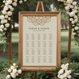 Gold Mandala Wedding Chart Poster