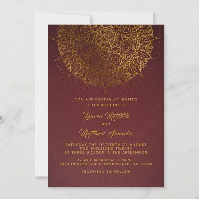 Gold Mandala Wedding Einladung (Vorderseite)