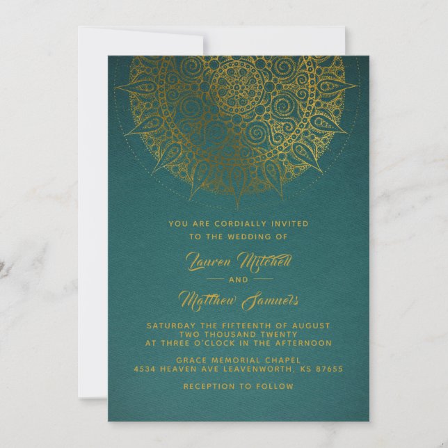 Gold Mandala Wedding Einladung (Vorderseite)
