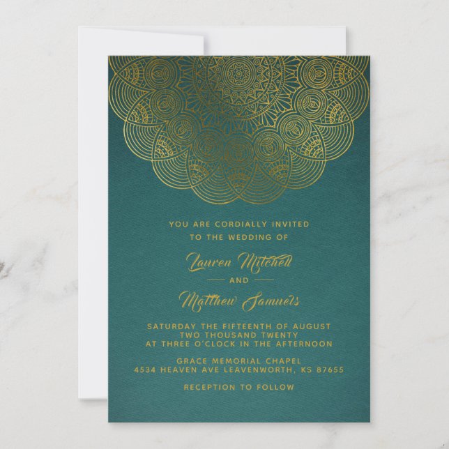Gold Mandala Wedding Einladung (Vorderseite)