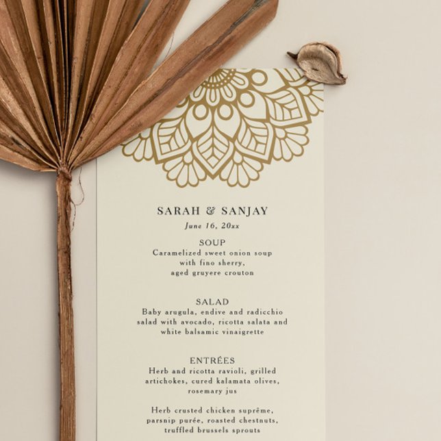 Gold Mandala Wedding Menu Menükarte (Von Creator hochgeladen)