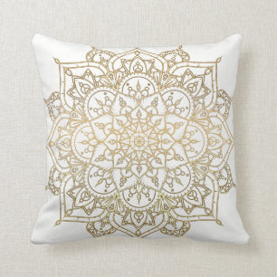 Gold Mandala Weißer Chic Glamour Moderner Glam Kissen