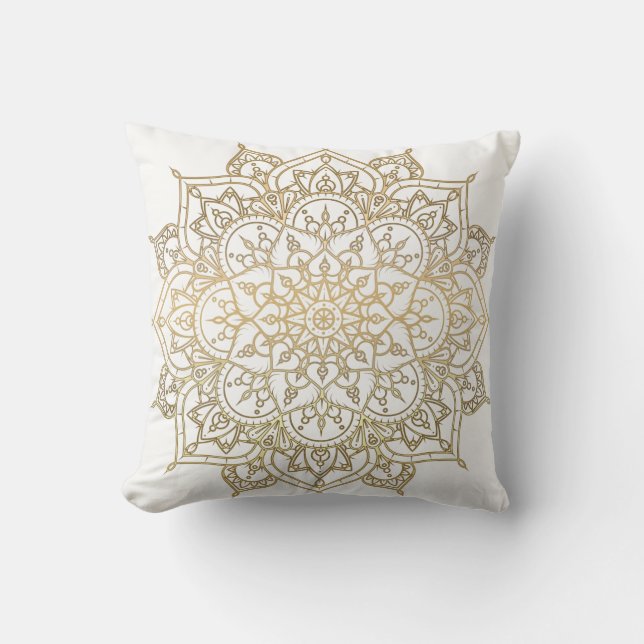 Gold Mandala White Chic Glamour Modernes Glam Kissen (Vorderseite)