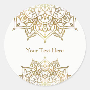 Gold Mandala White Classy Moderne Gastgeschenk Hoc Runder Aufkleber