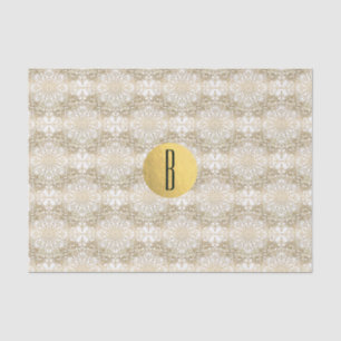 Gold Mandala & White Elegante Chic Monogram Modern Seidenpapier