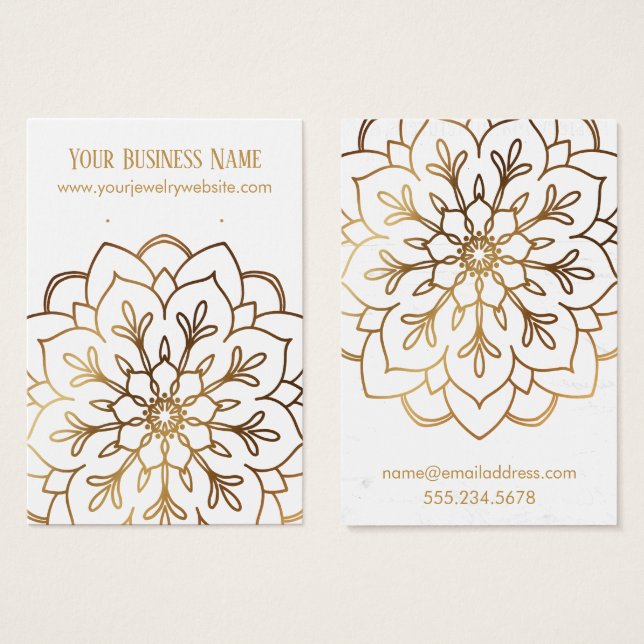 Gold Mandala & White Ohrring Display Cards (Vorne & Hinten)