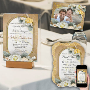 Gold-Mandalas des Fotos für verschiedene geometris RSVP Karte