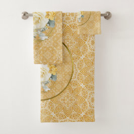 Gold-Mandalas verschiedener geometrischer Circle-W Badhandtuch Set