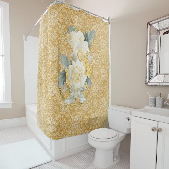 Gold-Mandalas verschiedener geometrischer Circle-W Duschvorhang (Beispiel)