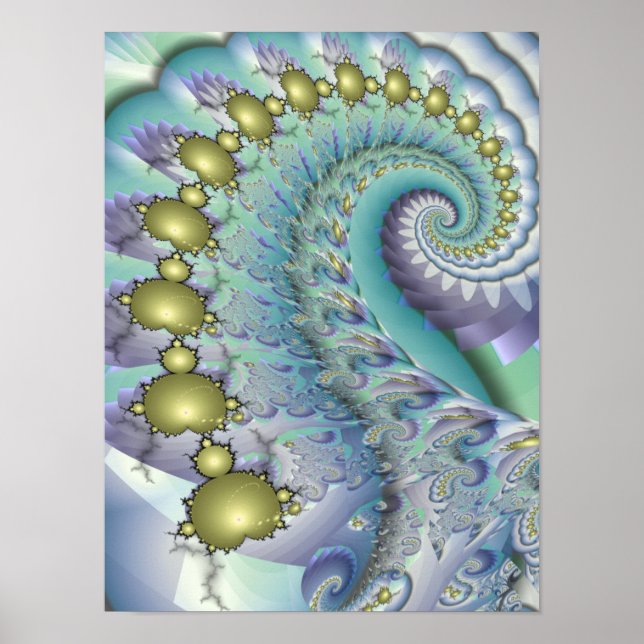 Gold Mandelbrot Spiral Poster (Vorne)