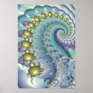 Gold Mandelbrot Spiral Poster
