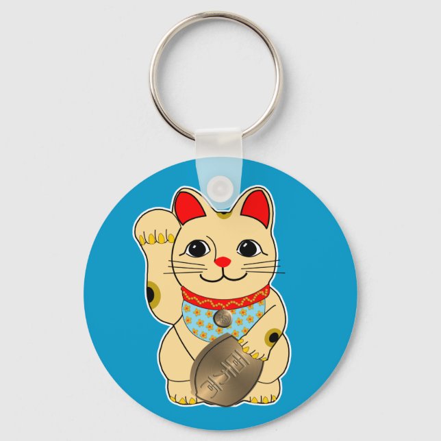 Gold Maneki Neko Schlüsselanhänger (Vorderseite)