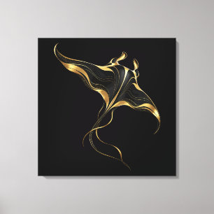 Gold Manta Rochen Minimalistischer Umwickelter Can Leinwanddruck