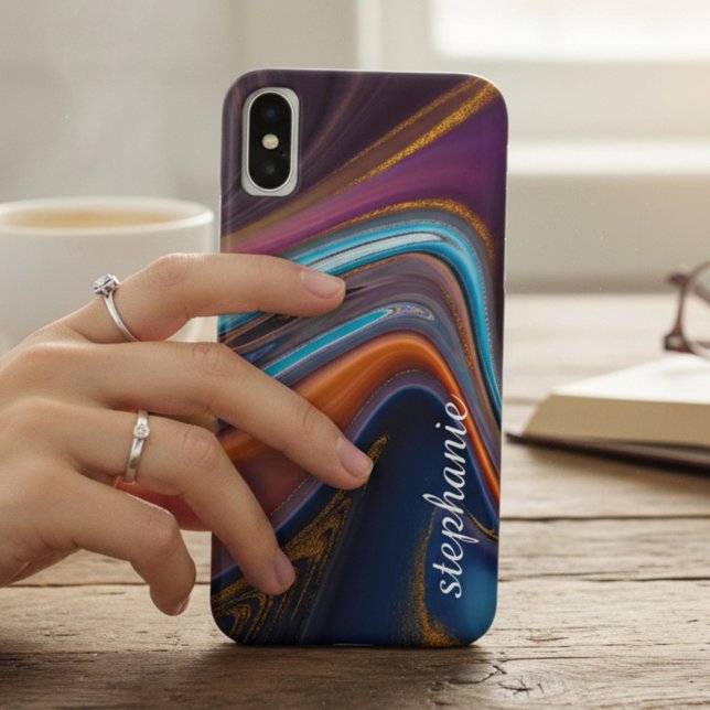 Gold Marble Agate Monogram Case-Mate iPhone Hülle (Von Creator hochgeladen)