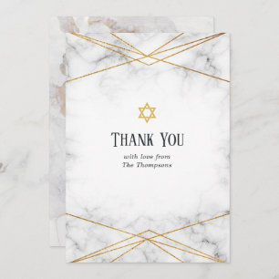Gold Marble Geometric Bat Mitzvah Danke Karte