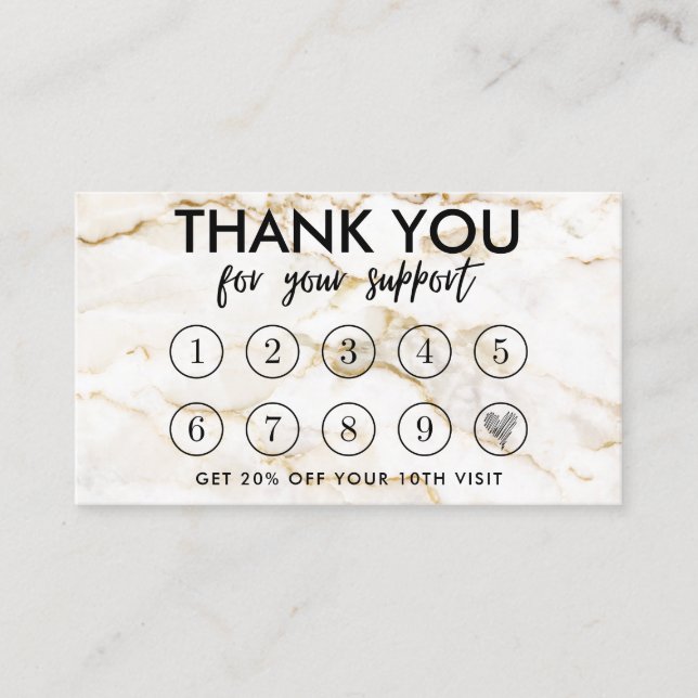 Gold Marble Makeup Hair dank Loyalty Card Visitenkarte (Vorderseite)
