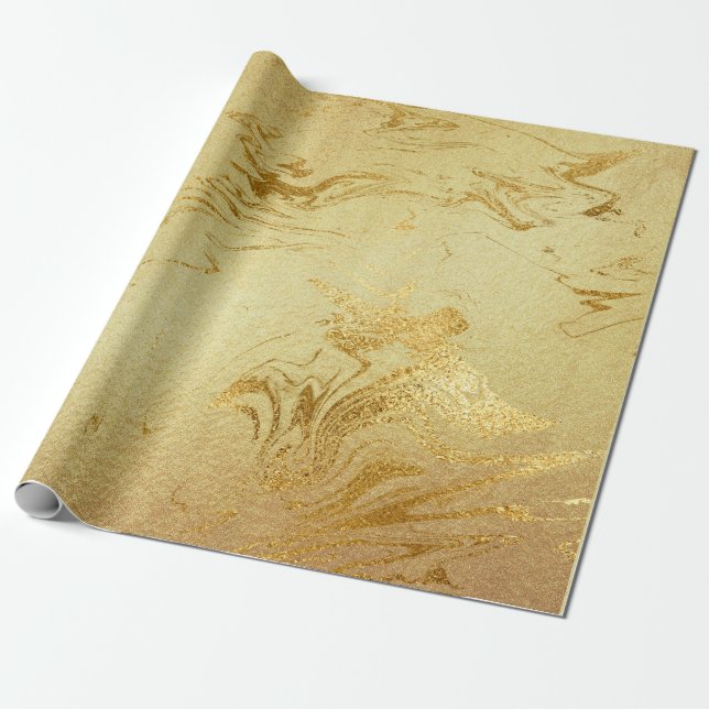 Gold Marble Molten Glam Shiny Geschenkpapier (Ungerollt)