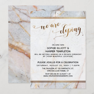 Gold Marble Wir fliehen Goldene Herzen Kalligrafie Einladung