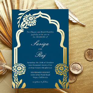 Gold Marigold Indian Wedding Einladung