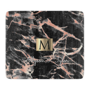 Gold-Marmor-Box, Name & Monogramm Schneidebrett