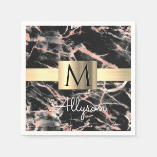 Gold-Marmor-Box, Name & Monogramm Serviette