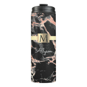 Gold-Marmor-Box, Name & Monogramm Thermosbecher
