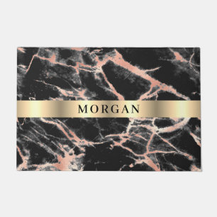 Gold-Marmor der Black & Rose, Name auf Gold Band D Fußmatte