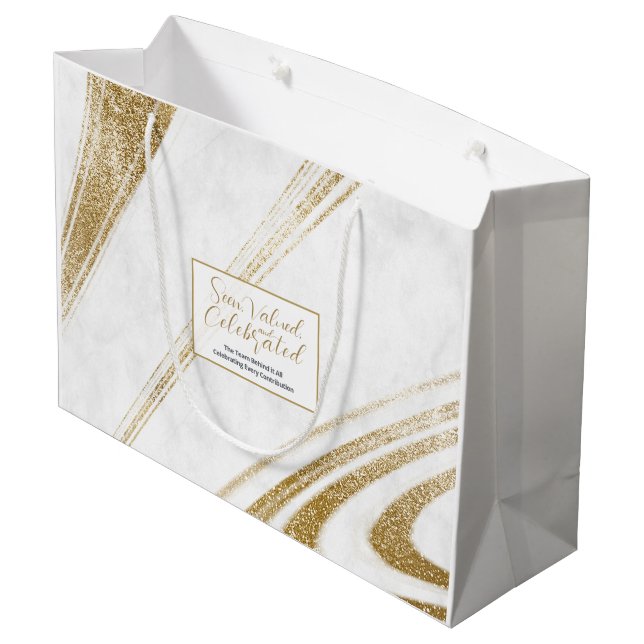Gold Marmor Event Geschenktaschen Große Geschenktüte (Rückseite Schrägansicht)