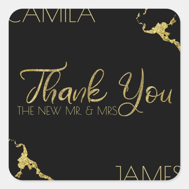 Gold Marmor Look Danke Stickers (Vorderseite)