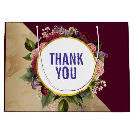 Gold Marmor Muster und Burgund Florals Vielen Dank Große Geschenktüte