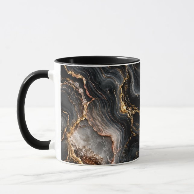 Gold Marmor Obsidian Morgen Kaffeetasse Ästhetik (Links)