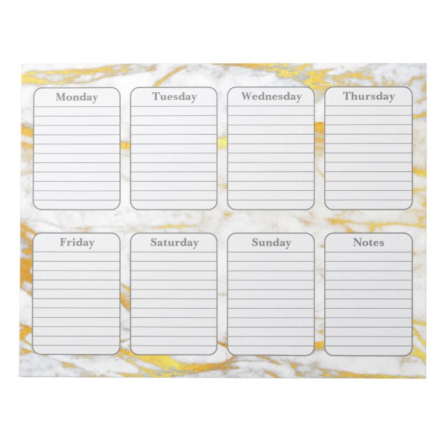 Gold Marmor Weekly Planer 40-Seiten-Notepad Notizblock (Vorderseite)