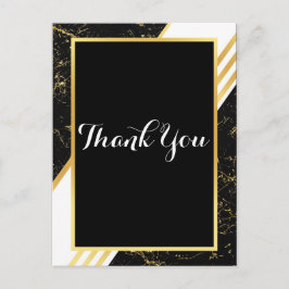 Gold Marmorstreifen Typografie schwarz Danke Postkarte