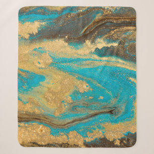 Gold Marmortextur Design. Blaue und goldene Marmel Sherpadecke